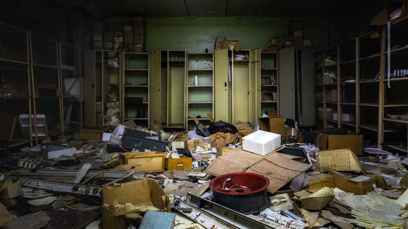 A messy, abandoned home